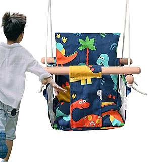 Balanço da criança - criança segura costas altas com barra madeira | Assento balanço ajustável para bebês, cadeira balanço segura linho algodão para bebês, Aferzov