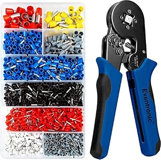 Eventronic Crimper Plier Set, 0.25-6mm² Self-Adjustable Ratchet Wire Crimping Tool with 2000 Wire Terminal Crimp Connectors and Wire End Ferrules (Crimping Tool+2000 terminals