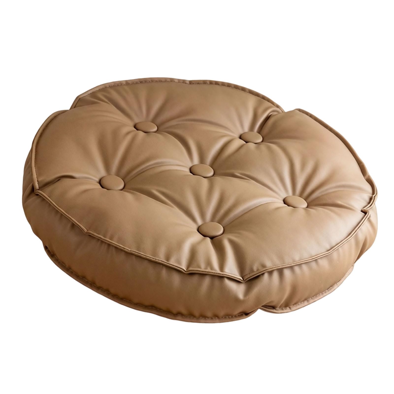 Hredyqw Round Floor Cushion PU Leather Ottoman Sitting Pillow For Bay Window Living Room Meditations Relaxation Seat