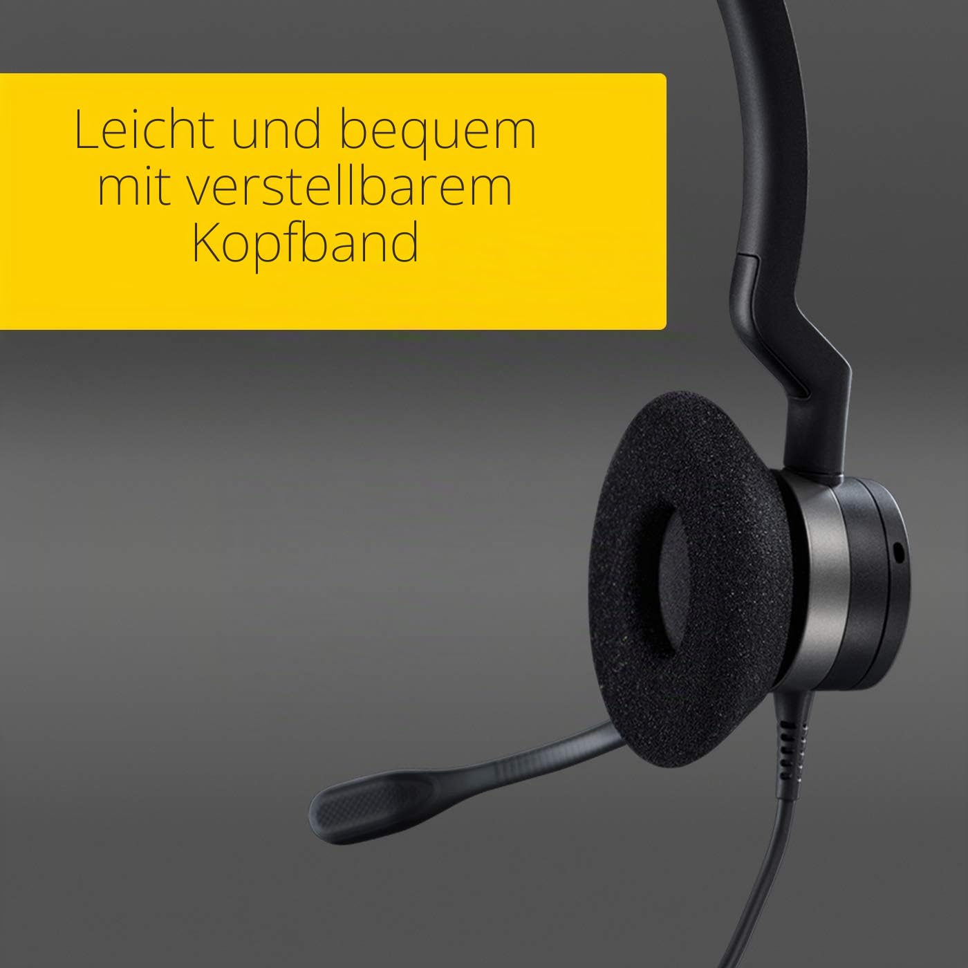 Jabra Biz 2300 USB-A MS On-Ear Stereo Headset - Skype for Business zertifizierte Kabel-Kopfhörer mit Geräuschunterdrückung und Bedieneinheit für Softphones und Tischtelefone, Schwarz