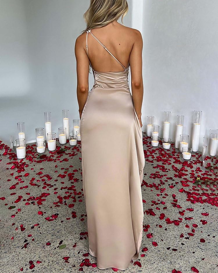 EVMILA Women's Sleeveless Suspender Bridesmaid Dress Open Back Slim Package Hip Skirt2