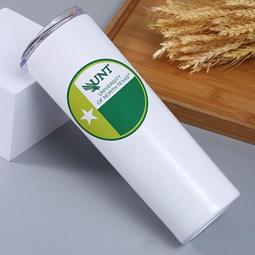 Miniatura 8 de University of North Texas - Vaso delgado para agua, acero inoxidable, vaso con popote y tapa, doble pared, de acero inoxidable (University of North