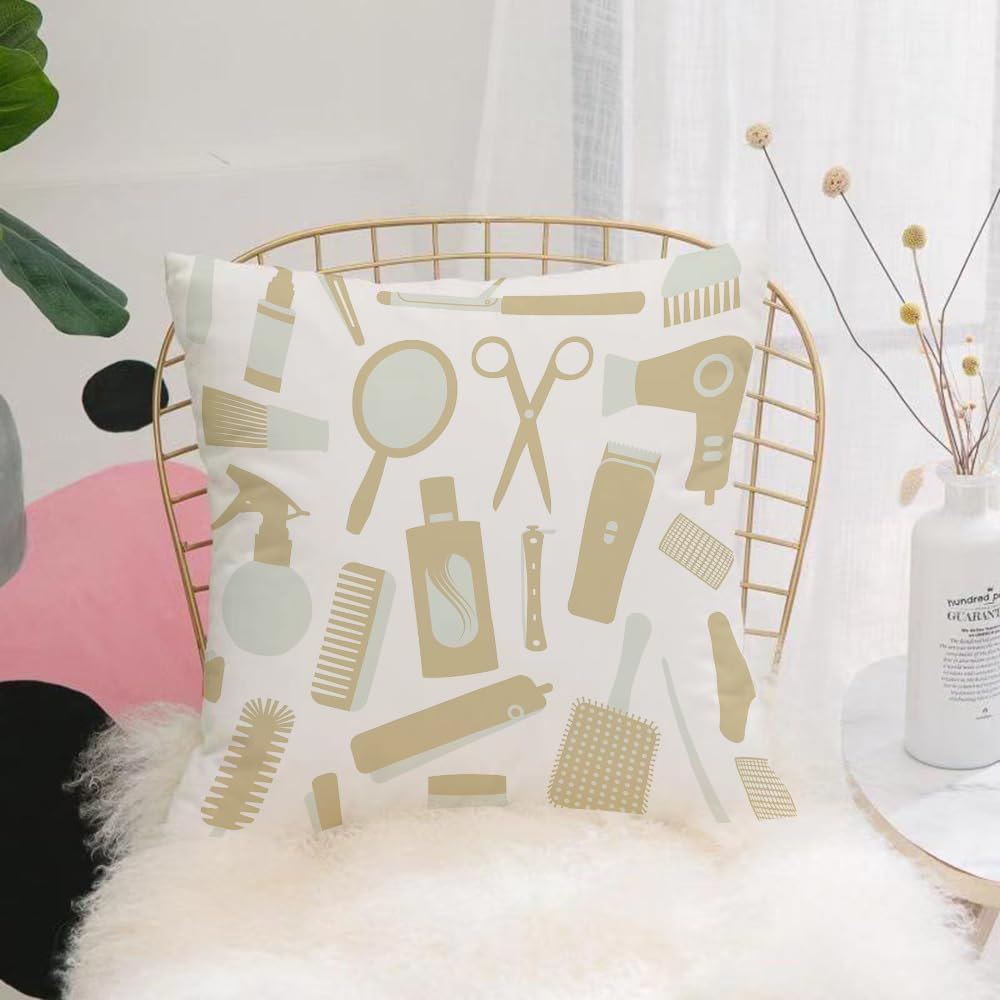 Hyosxw Seamless Pattern With Hair Styling Related O - A9 Cushion Cover,Throw Pillow Case Home Decorative For Living Room Bedroom Sofa Chair 18X18 Inch,Seamless Pattern With Hair Styling Related Objects 1,Pillowcase 45X45cm