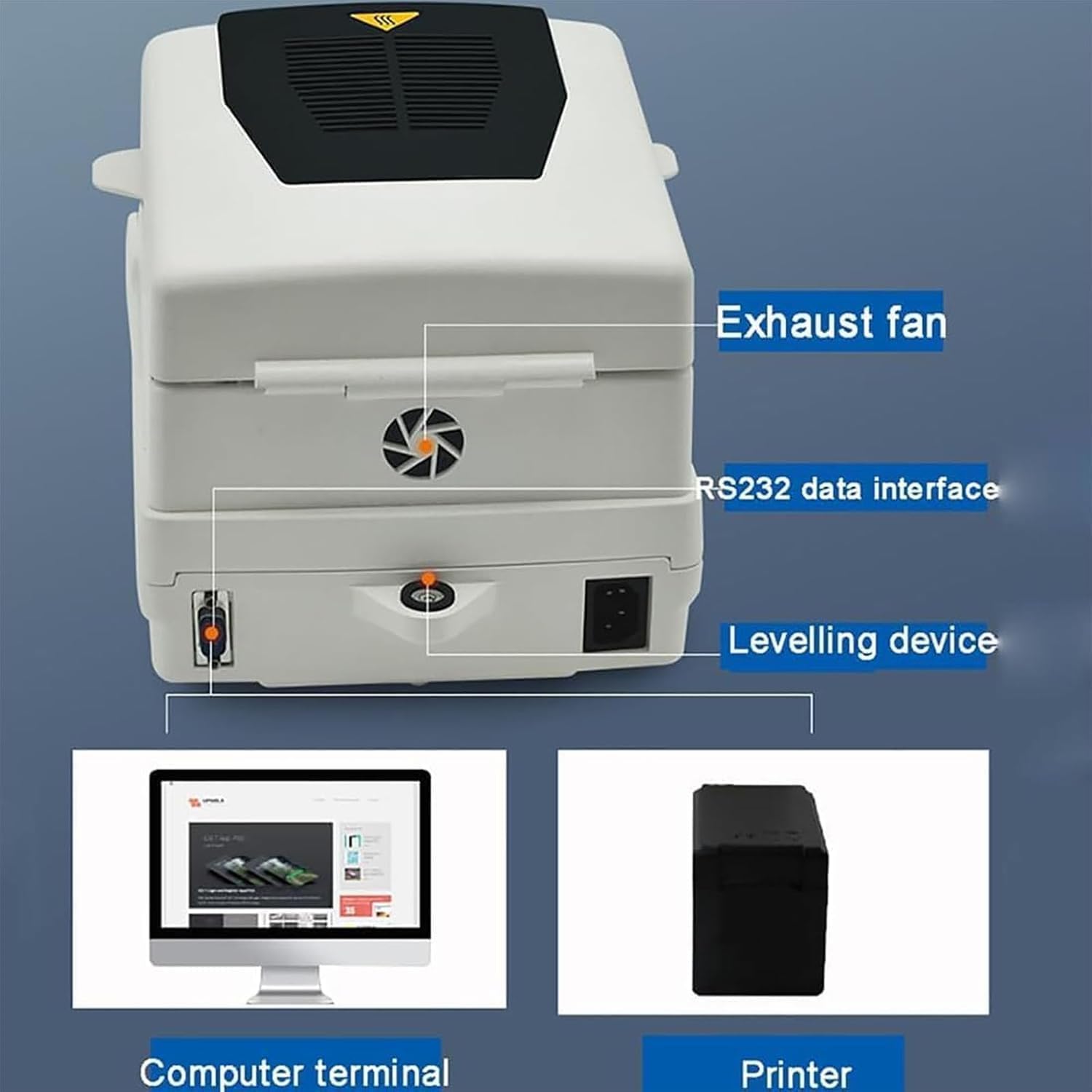 Analizzatore di umidità digitale, riscaldamento alogeno 40-199 °C, capacità 110 g, timer da 1 a 99 min, ideale per laboratori alimentari, cereali, farmaceutici, chimici, del suolo