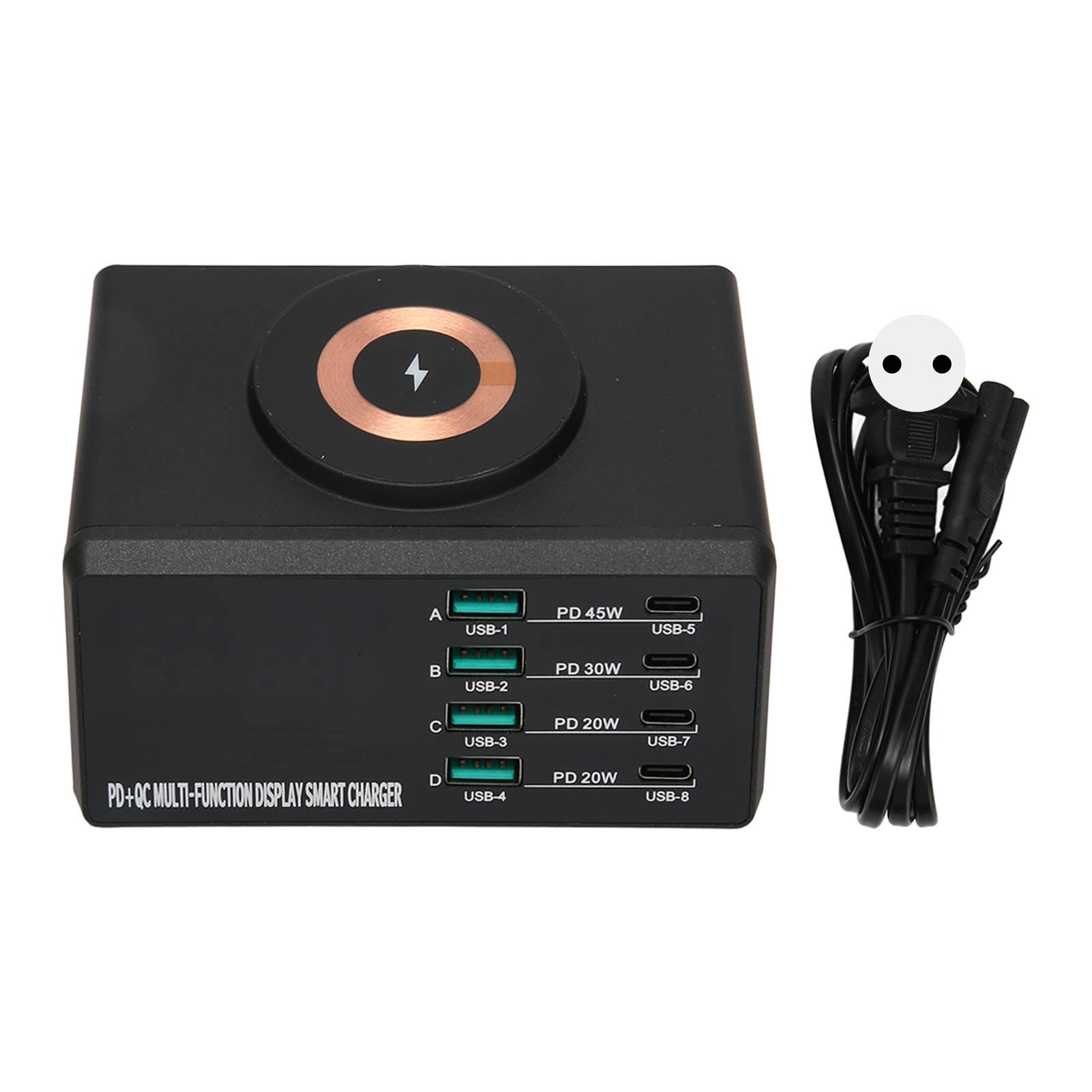 Station de Charge USB, Chargeur Multiport USB 110 W QC 3.0 et Charge Rapide PD avec écran LCD pour la Maison (Prise UE)