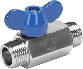 DERNORD Stainless Steel Ball Valve -3/8 Inch NPT Thread Male Small Mini Ball Valve (3/8" Male&Male)