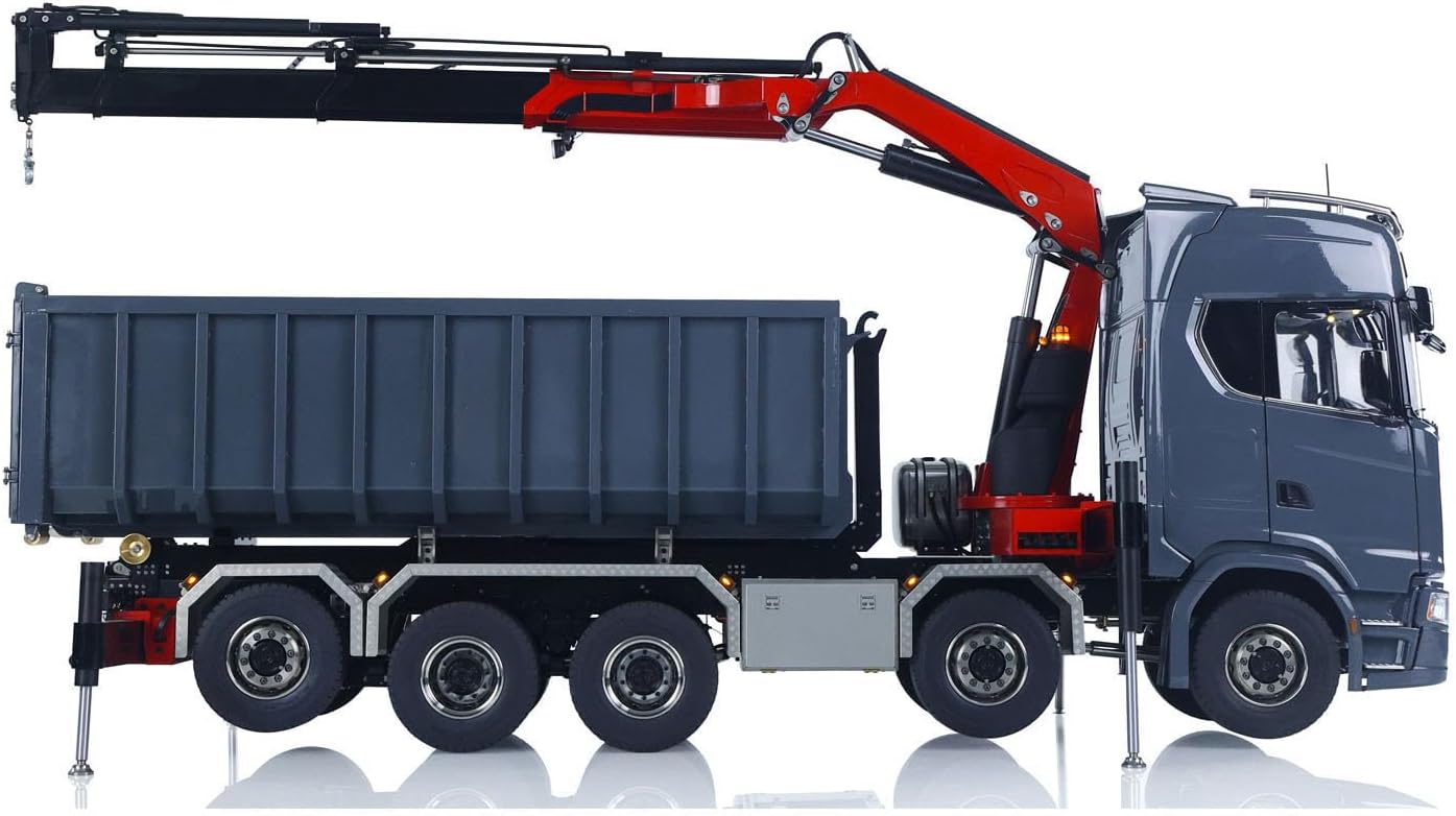 TOUCAN RC HOBBY 1/14 RC Hydraulic Full Dump Truck Crane 770S Metal 10x10 Remote Control Roll on Off Tipper 3Speed RTR Model Car Frsky XE Radio