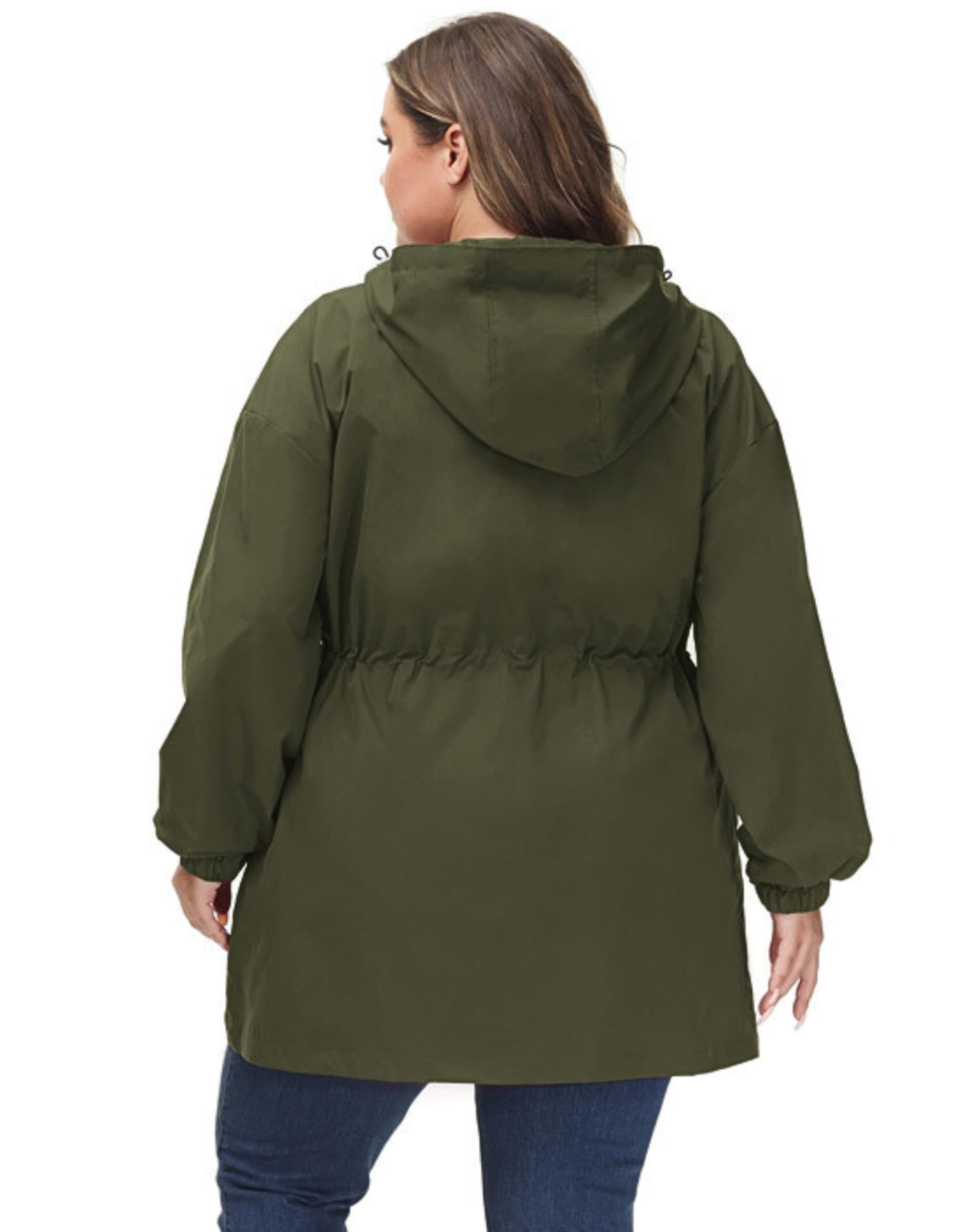 Hanna Nikole Manteau Imperméable Long À Capuche Pour Femme - Coupe-Vent Léger Et Imperméable Avec Fermeture Éclair Veste De Sport Avec Poches