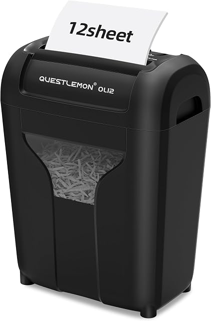 12-Sheet Déchiqueteuse de papier pour la maison, déchiqueteuses croisées, P-4 Ultra Sécurité, 4.5 Gal Bin, Shred tranquillement pour Shred pour carte de crédit, courrier, agrafes, <58 dB(OL12)