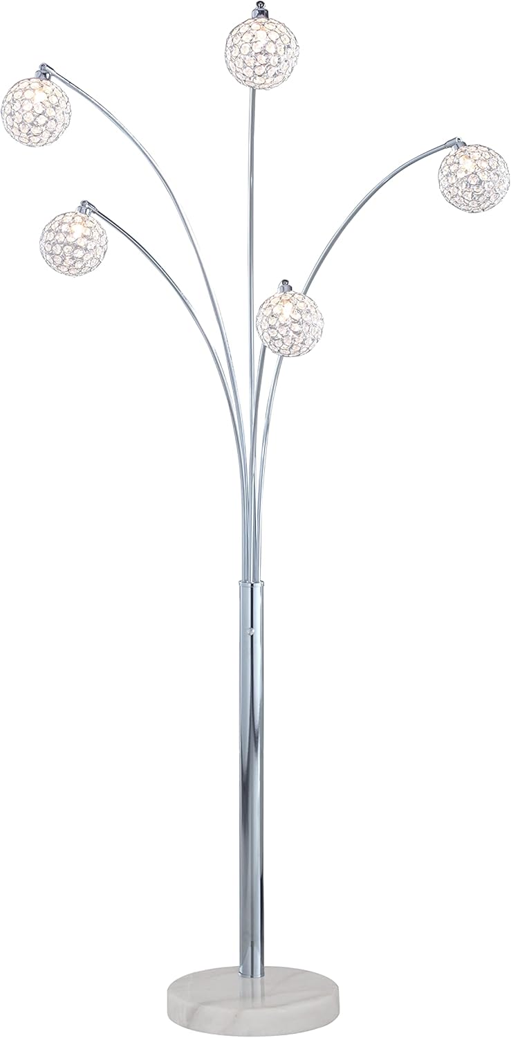 Artiva USA " Manhattan 84" Handcrafted Crystal Arched Floor Lamp with Marble Base & Dimmer