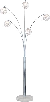 Artiva USA " Manhattan 84" Handcrafted Crystal Arched Floor Lamp with Marble Base & Dimmer
