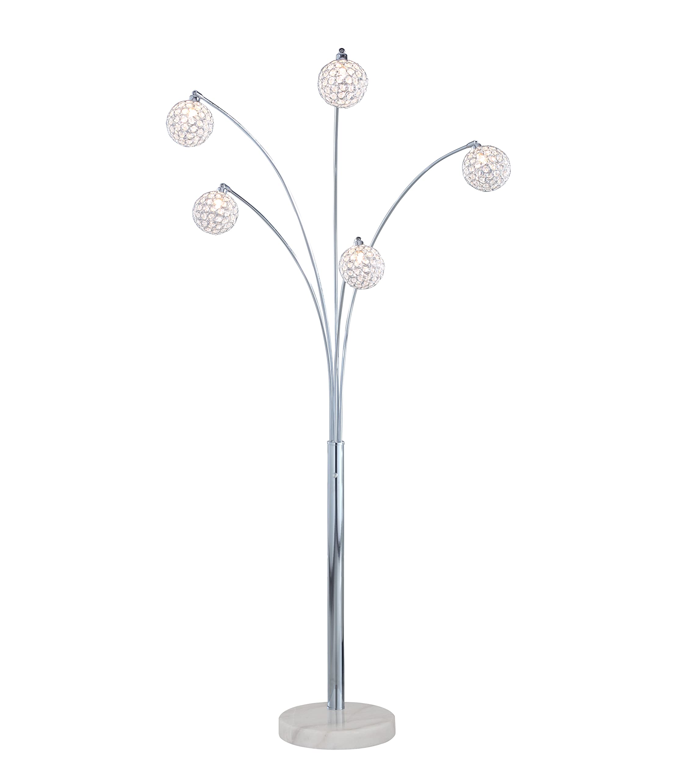 Artiva USA " Manhattan 84" Handcrafted Crystal Arched Floor Lamp with Marble Base & Dimmer