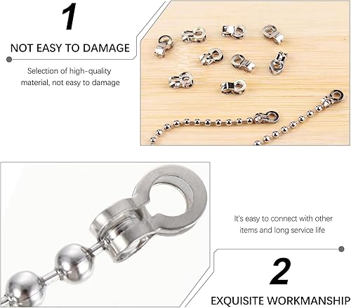 Miniatura 5 de EXCEART 125 conectores de cadena de acero inoxidable para cadena de bola, conectores de lazo de plata para ventilador de techo y joyería para hacer