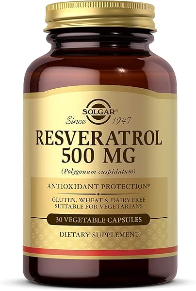 Solgar Resveratrol 500 mg, 30 Vegetable Capsules - Antioxidant Protection - Gluten Free, Dairy Free - 30 Servings