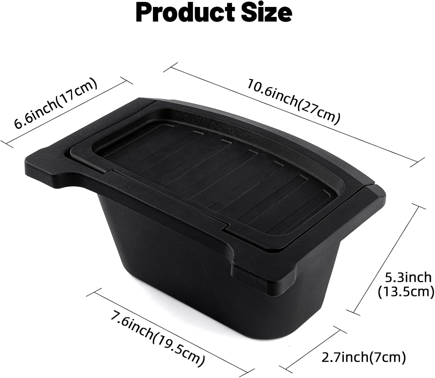 Rear Center Console Organizer for Tesla Model Y Juniper 2025 2026, Backseat Storage Box Under Center Console Trash Can Bins with Anti-Slip Lid Cover, New Model Y Interior Accessories
