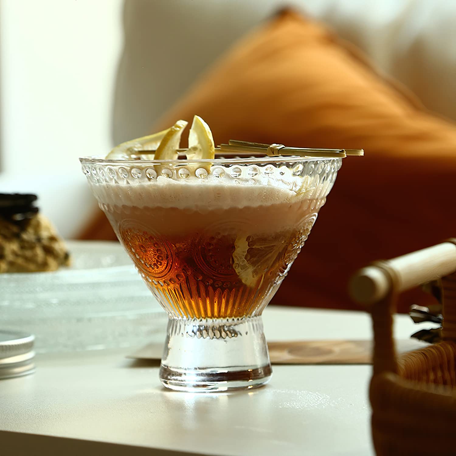 Kingrol 6 sztuk kieliszków do Martini bez nóżki, szklanki koktajlowe, 237 ml szklane miski deserowe, mini miski, idealne wyroby szklane do domowego baru, restauracji, na imprezę