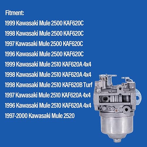 Miniatura 2 de Carburador compatible con KAWASAKI MULE 2500 2510 2520 1996-1999 Sustituye 15003-2509 Carb con juntas