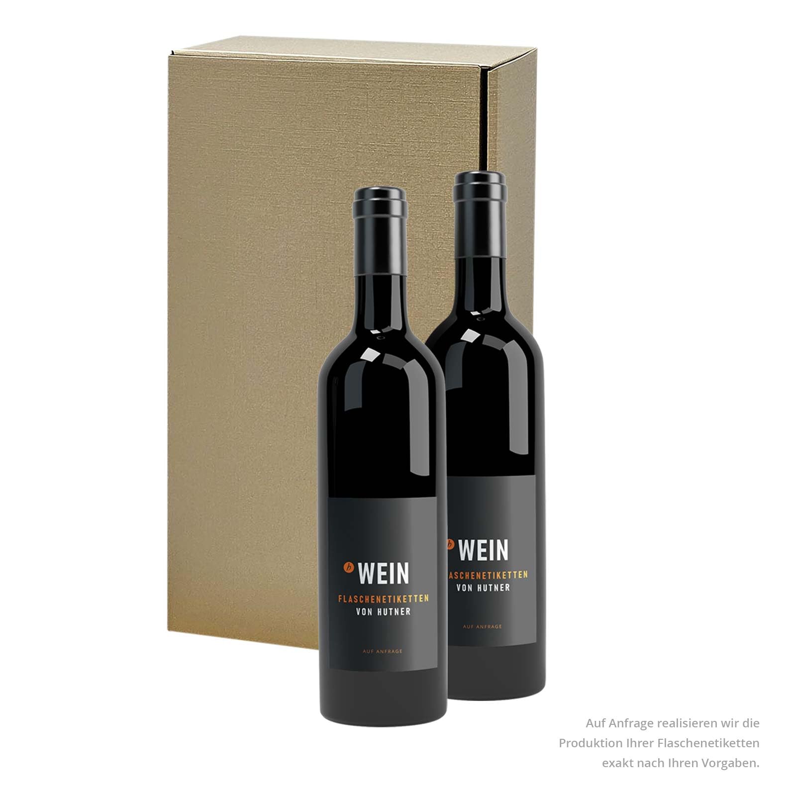 25 x Geschenkkarton für Weinflaschen, extra hochwertige Leinenstruktur mit FIBRA Oberflächenveredelung, Präsentkarton Wein in bronze, 2er