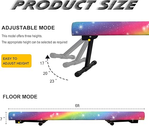 Miniatura 9 de 86 York Haz de equilibrio de gimnasia de 6 pies8 pies, equipo de gimnasia alto y bajo para niños y adultos, haz de gimnasia para entrenamiento,