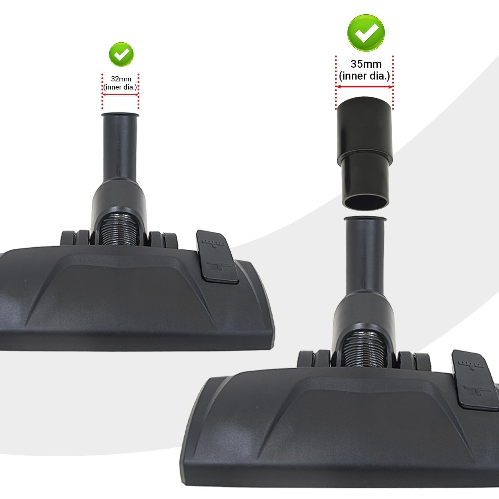 EZ SPARES Zamiennik uniwersalnej głowicy szczotki podłogowej do odkurzacza, 1 1/4 cala 32 mm 2 nowe funkcje do wyboru (na podłodze i dywanie), akcesoria do mocowania części odkurzacza