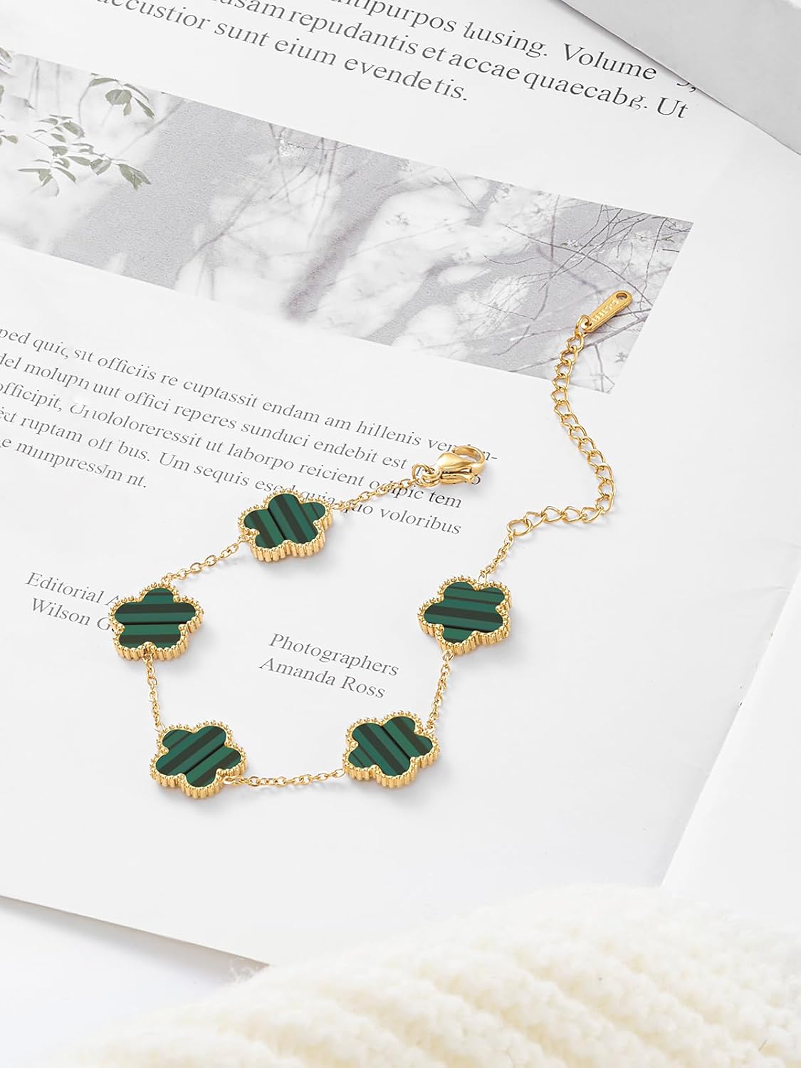 14K Gold Plated Dainty Four Leaf Clover Dot Bracelets for Women Lucky Flower Jewelry - Image 6