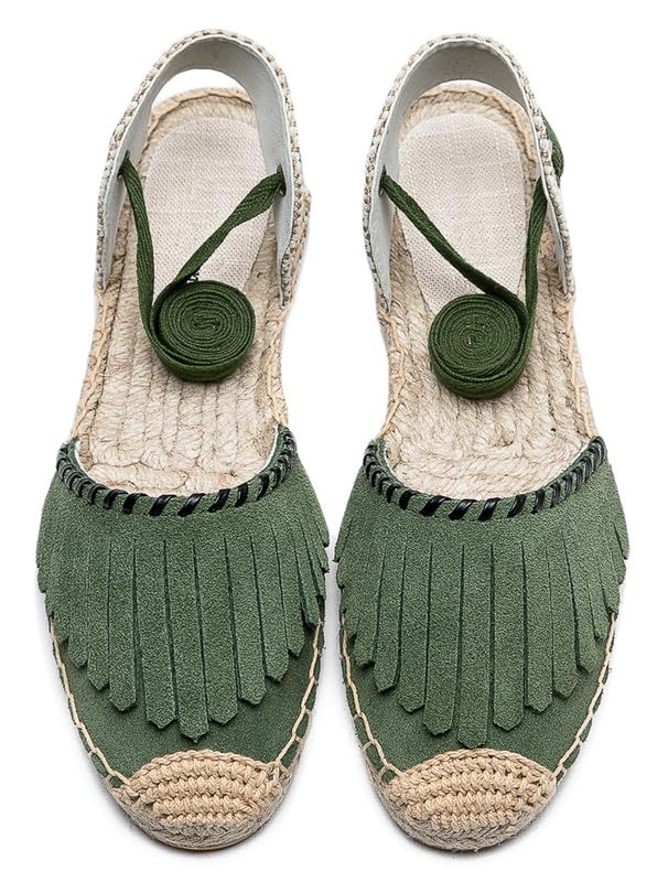 Image of Women's Espadrille FLat Sandals Closed Toe Ankle Wrap,Classic Lace Up Summer Dressy Flat Shoes