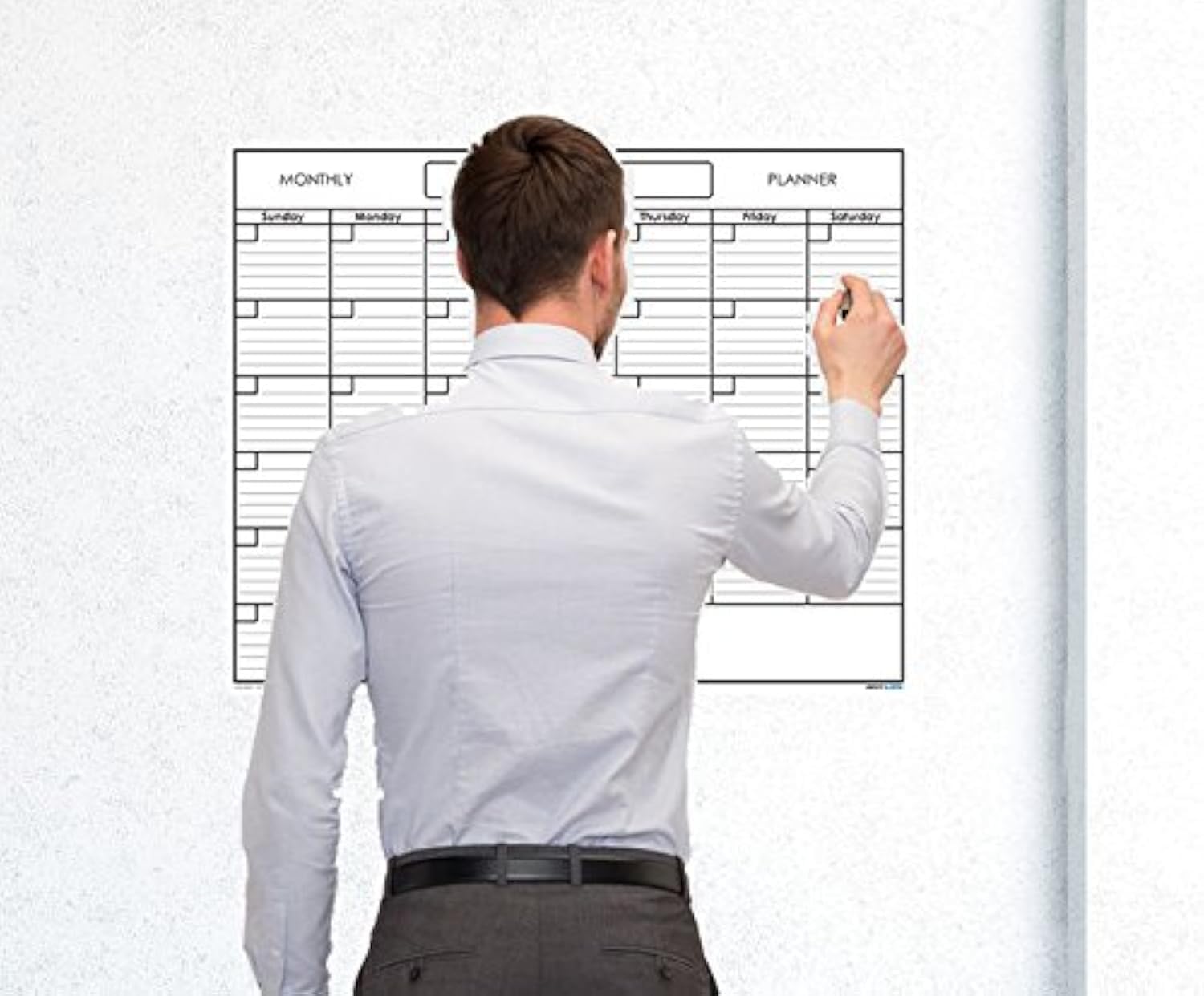 48" x 65" Jumbo Blank Reusable One Month Undated Wall Calendar Wet Erase Laminated Monthly Wall Planner w/Free Wet Erase Marker