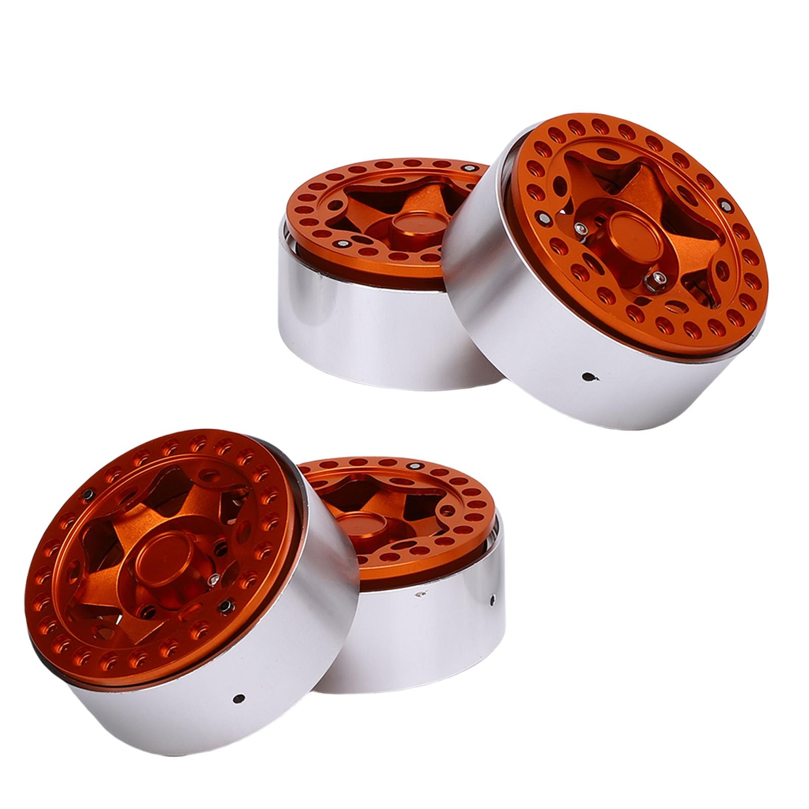 Cerchio Ruota Beadlock in Lega di Alluminio Leggero da 1.9 Pollici per Chenille RC, Installazione Rapida, Prestazioni Stabili, Confezione da 4 (Arancione)