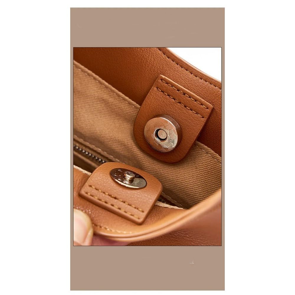 ZBDZSW Bolsos de Mano de Cuero Genuino Bolso de Hombro de diseñador de Lujo de Moda para Mujer Bolsos de Mano de Media Luna de Gran Capacidad de Piel de Vaca de Calidad 2516-Coffee