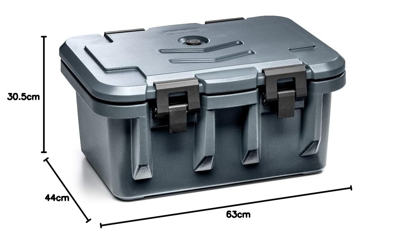 Contenitore Termico GN 1/1, Thermobox, Scatola Termica per il Trasporto di Alimenti, in Plastica Resistente con Spessore Isolamento in Schiuma di Poliuretano, Dimensioni 63x44x 30,5 cm