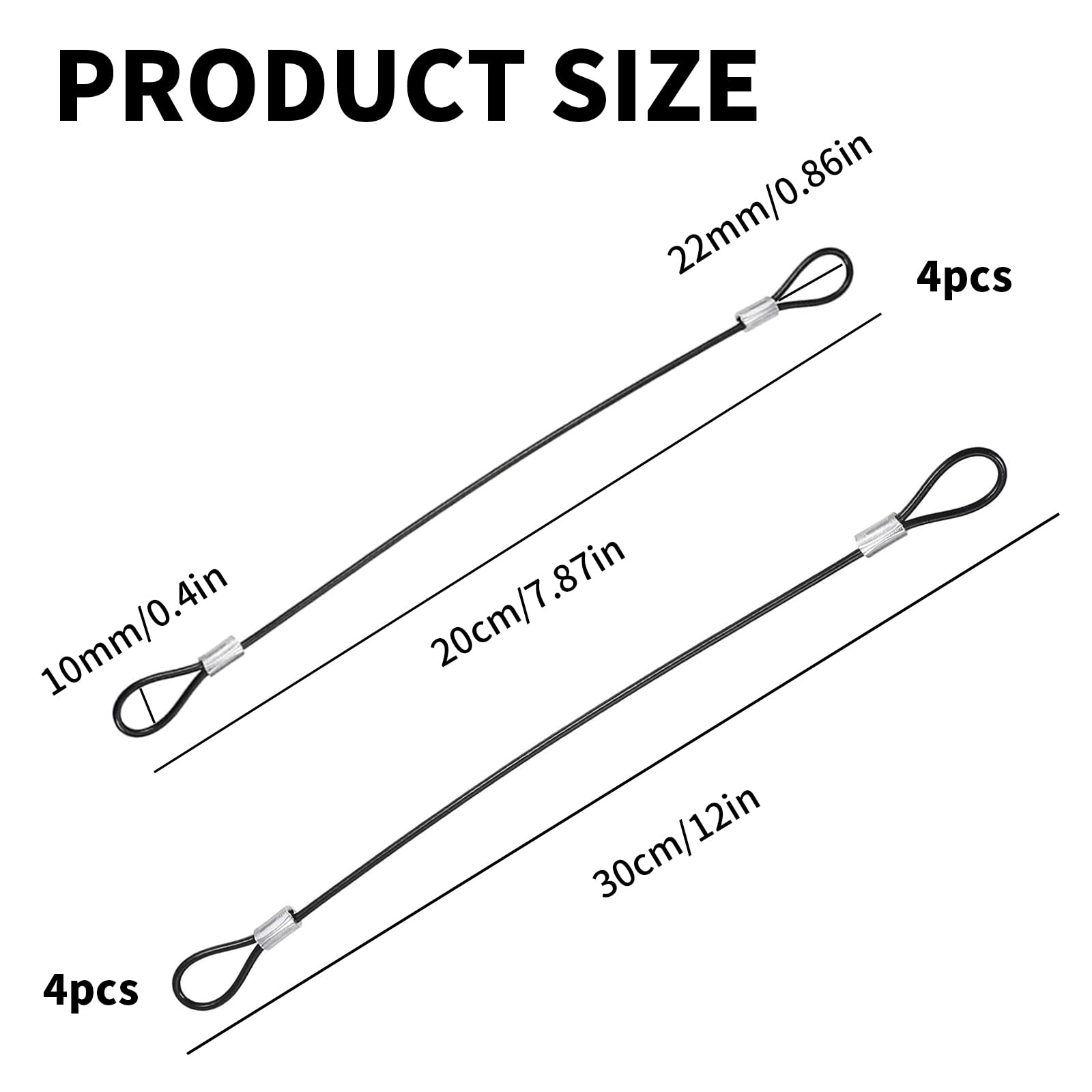 CLKE 8Pcs Safety Cable Lock, 20cm & 30cm Safety Cable Wire Rope with Double LoopCable Lock - Image 2