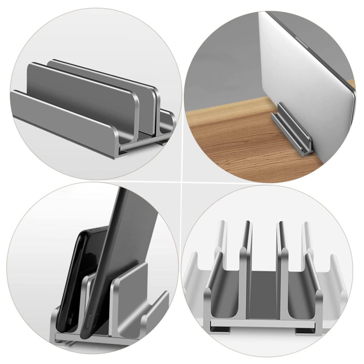 Angoily 2 Piezas Estante De Almacenamiento para Portátiles Organizador De Laptop Aluminio Estante De La Computadora Portátil Soporte para Laptop De Oficina Extensor Grey Gel De Sílice