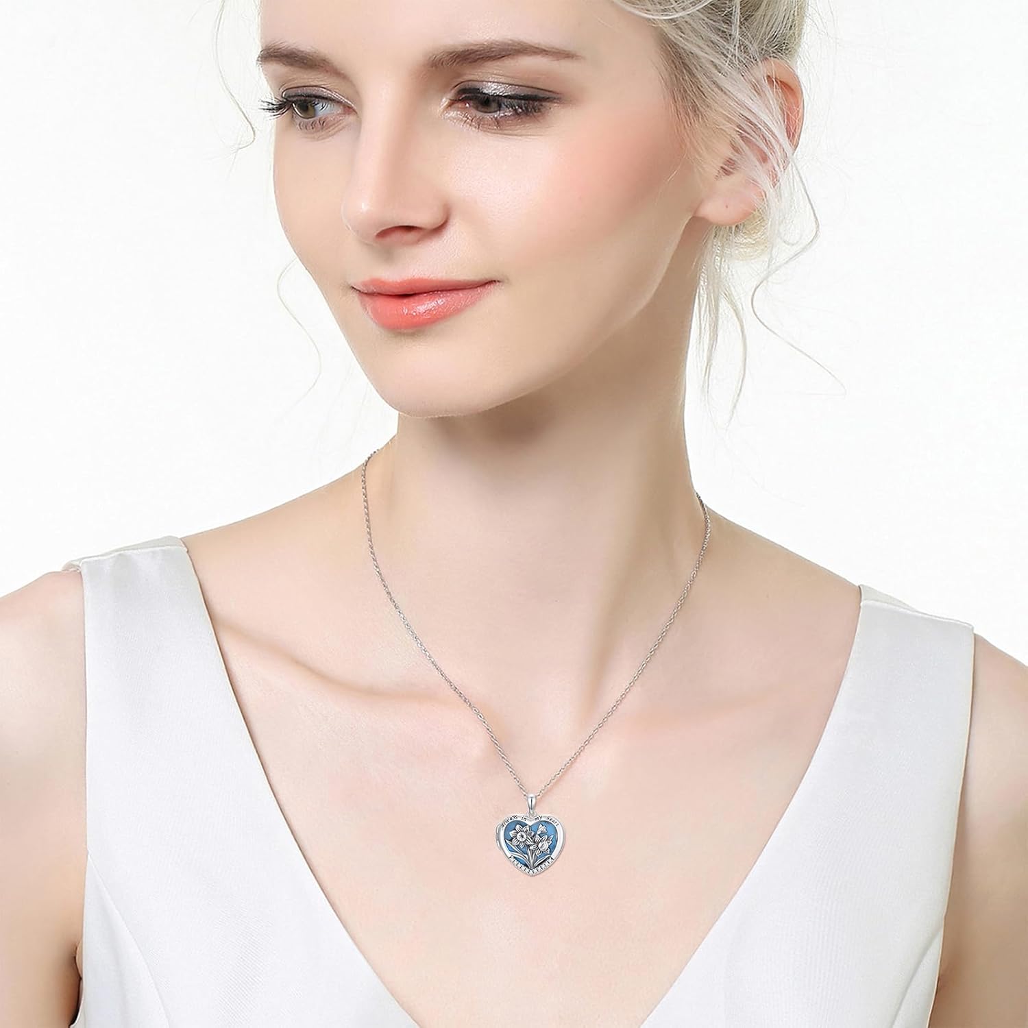 Birth Flower Photo Locket Necklace 925 Sterling Silver 12 Month Locket Necklace with Picture Birth Flower Photo Jewelry Gifts for Women Mom Daughter - Image 5