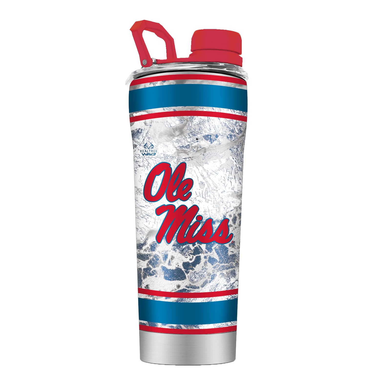 Gametime Sidekicks Ole Miss Stainless Steel Shaker Tumbler w/Shaker Ball - Officially Licensed, 18/8 Stainless Steel, Double-walled, Vacuum-insulated, UV LED Printed Logos - Real Tree Camo