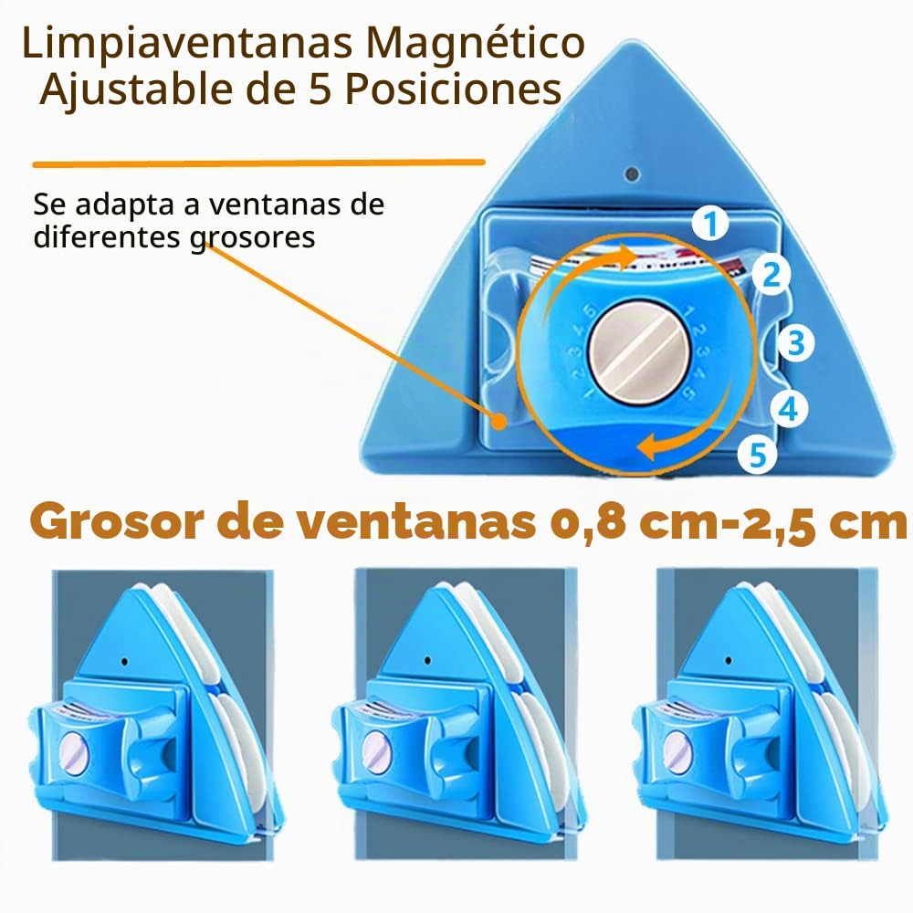 Limpiador magnético de ventanas para doble acristalamiento (grosor del cristal 4-24 mm)