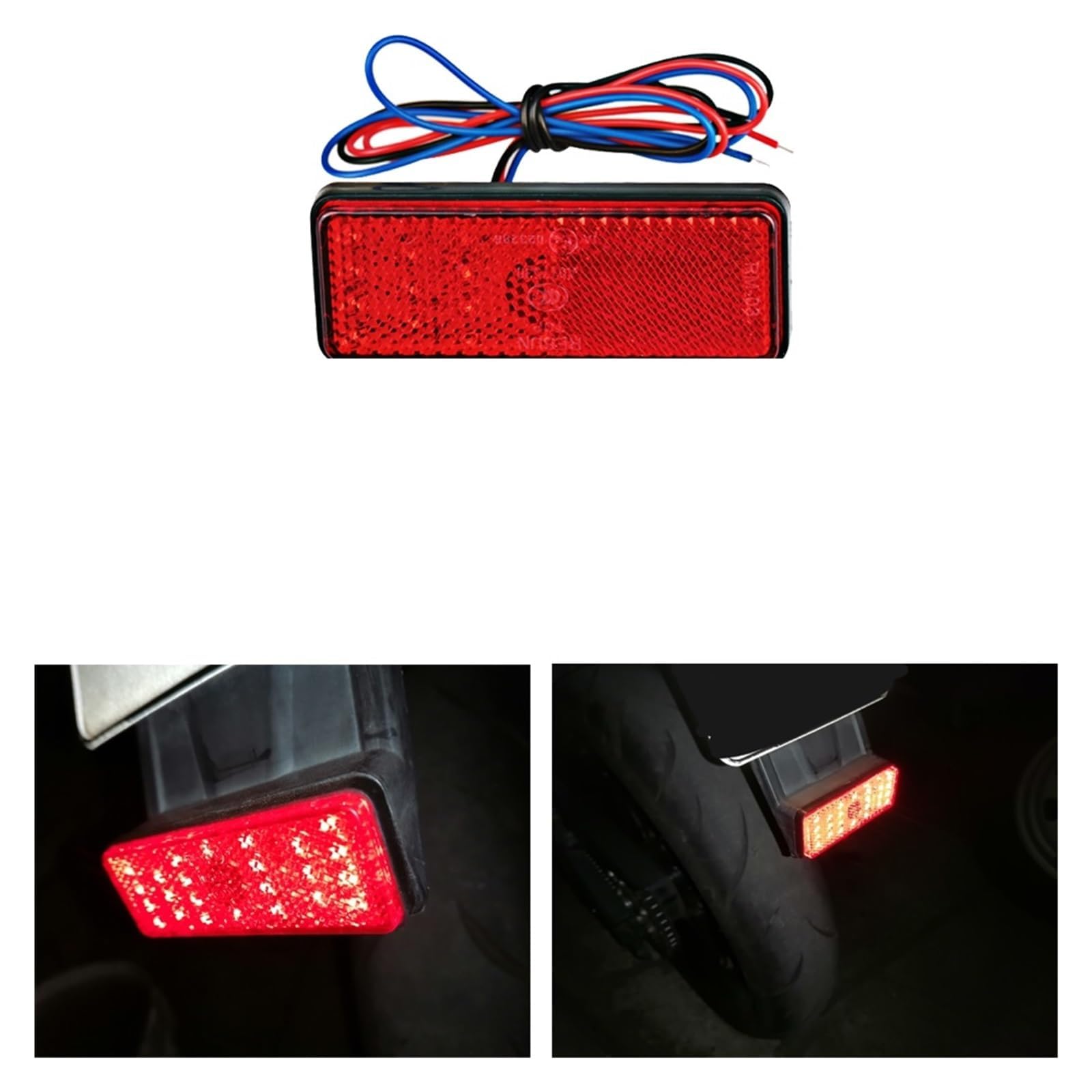 Fanale posteriore per moto Fanale posteriore a LED universale da 12 V con catarifrangente bianco, rosso e giallo, luce freno integrata per moto, fanale posteriore a LED per moto.