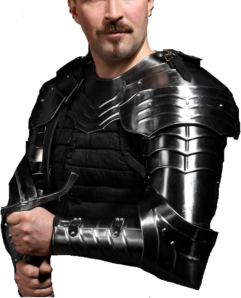 NAUTICALMART Plate Armor LARP Fantasy Medieval Costume Steel Armour with Shoulders Gothic Gorget
