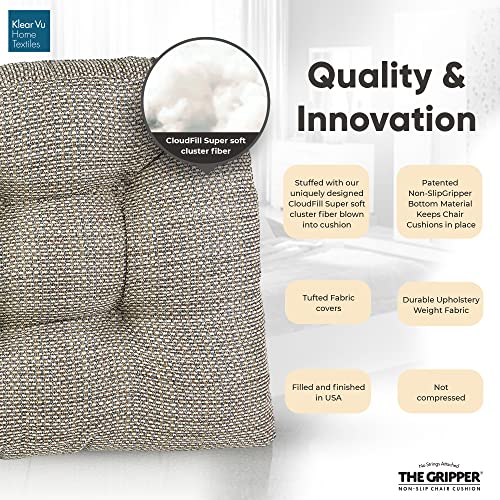 Klear Vu Tyson Overstuffed Universal Non-Slip Dining Chair Cushions For Kitchen Decor Or Office Use, U-Shaped Skid-Proof Seat Pad, 15X15 Inches, 4 Count (Pack Of 1), Natural #TOP2