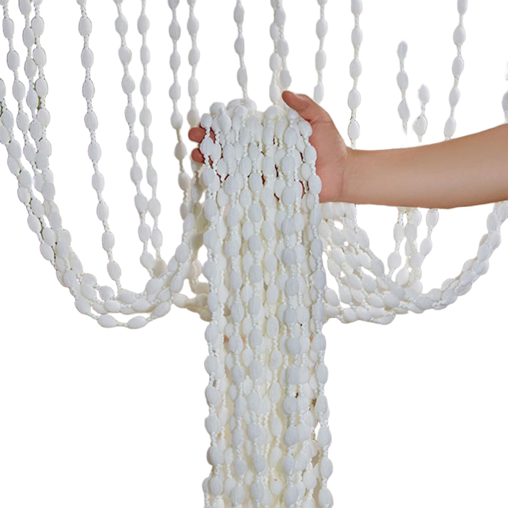 Bonalake White Beaded Curtains, 39X79 Inch Door Beads Curtains Boho Hanging Beads For Doorways, Hallway, Entrance, Room Devider Hanging For Doorwaysbeaded Doorway Curtain