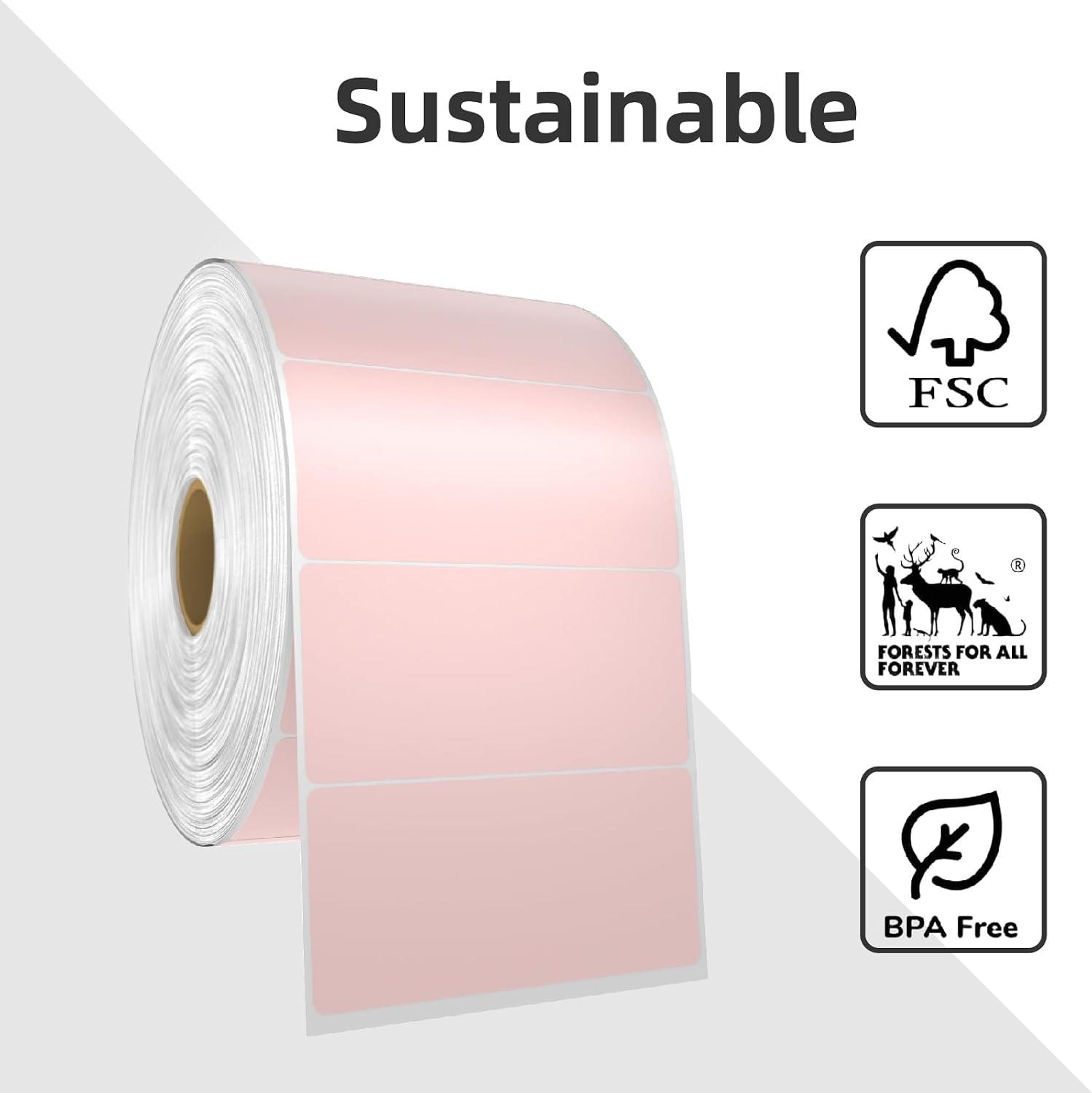 1000 2x1 Thermal Labels Roll, HUOJI Pink Shipping Barcode Labels image 4