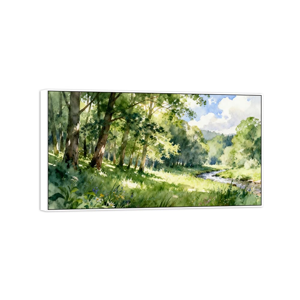 OZPWBVY Landscape Canvas Prints Tree. Home Decor 20x35cm White Frame
