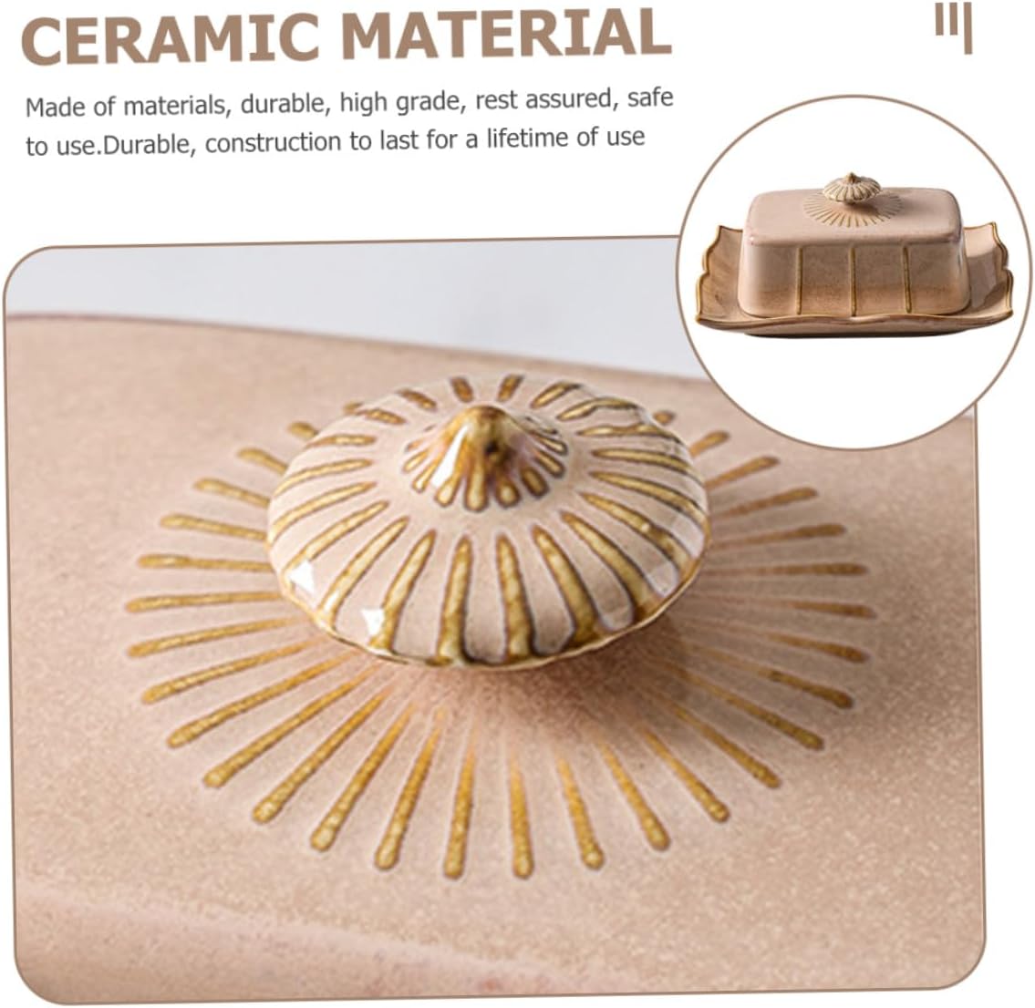Ceramic Butter Container with Chic Design and Sturdy Construction Practical Food Serving Dish for Butter Cheese Cakes and Desserts for Kitchen and Home Use