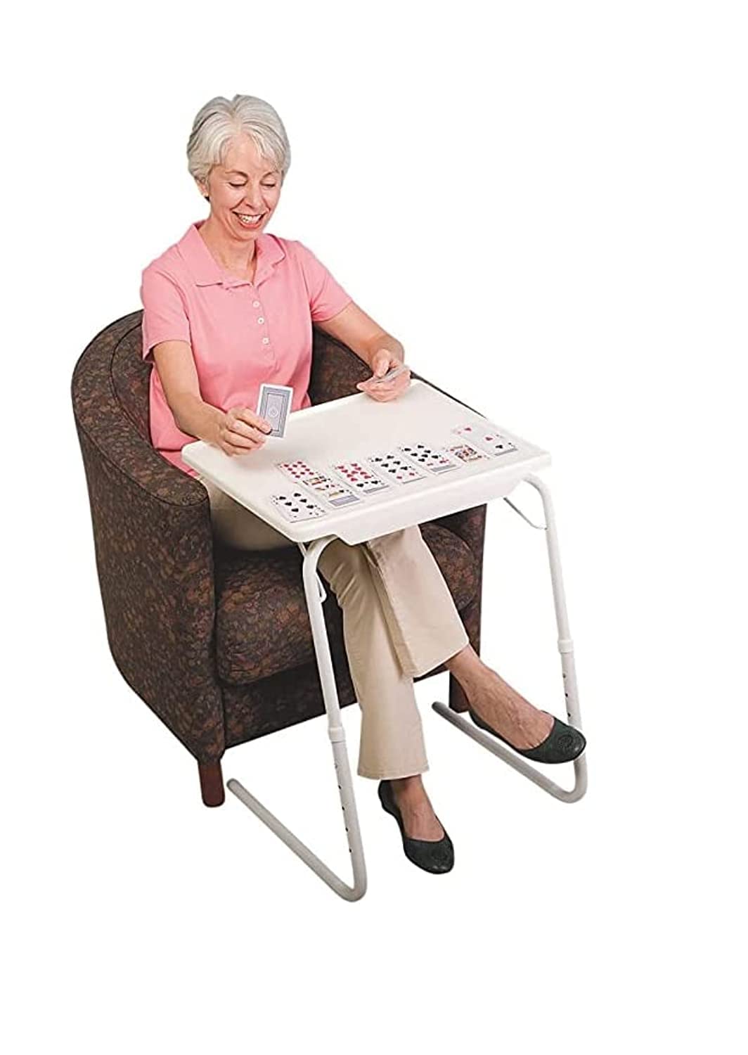Ntech - Foldable Assembled (Tablemate-2) Tv Tray Portable Folding Snack Table - White