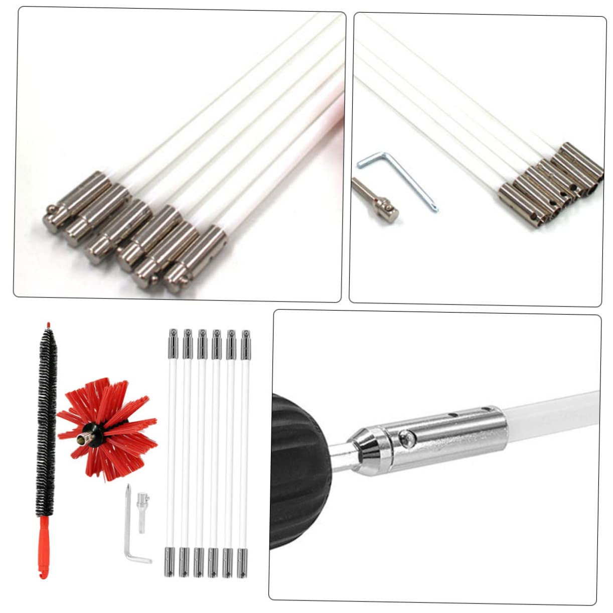 1 Set Spazzole per Pulizia Flessibile con Kit Rimozione Lanugine per Tubi e Canna Fumaria Compatibile con Trapano Elettrico Facile da Montare e Smontare