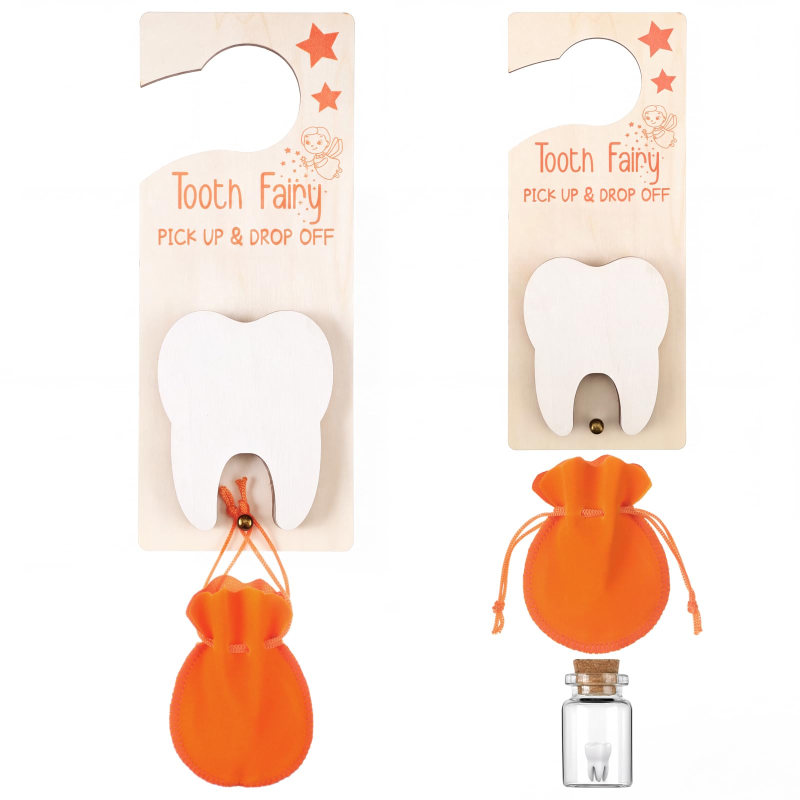 DoubleFill Tooth Fairy Door Hanger Pouch Keepsake Box,Classic,Orange