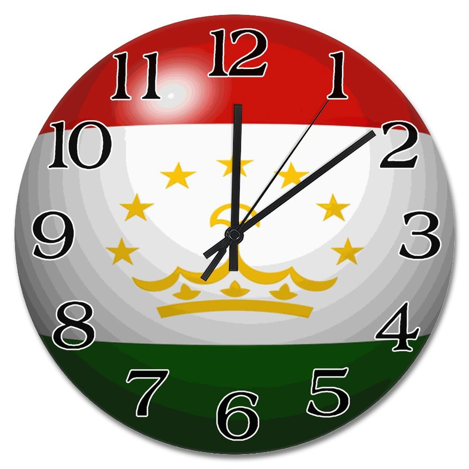 Horloge murale en bois Tadjikistan de 25 cm avec effet 3D trompe-l'œil