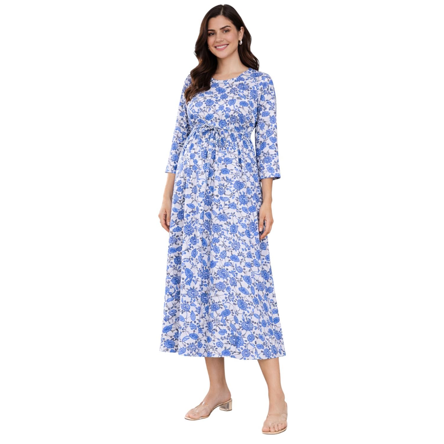 Women's Rayon Maternity Dress with Zippers for Nursing Pre and Post Pregnancy-image-34