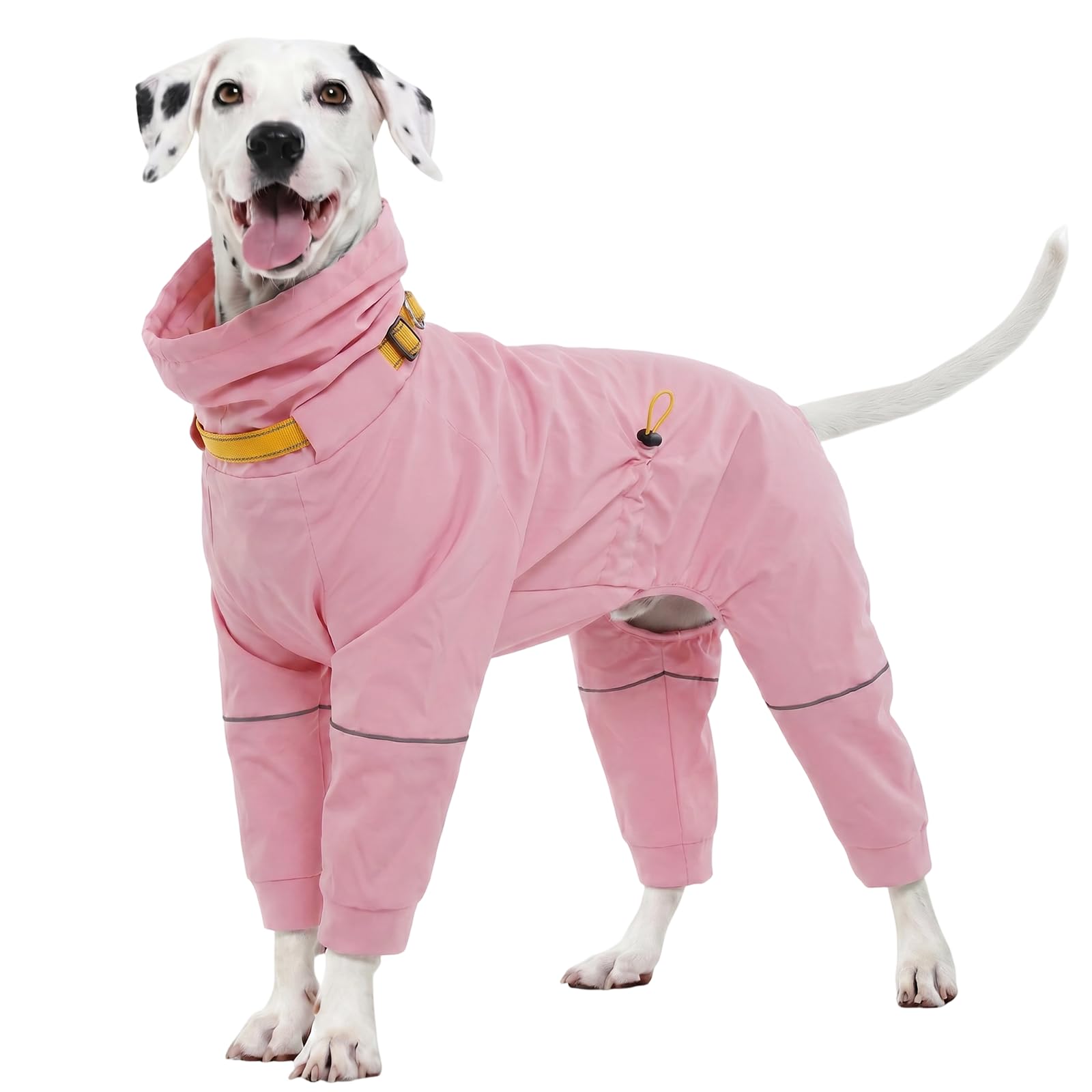 Kuoser Dog Rain Coat Jacket Full Body Coverage Reflective Strips, Pink M