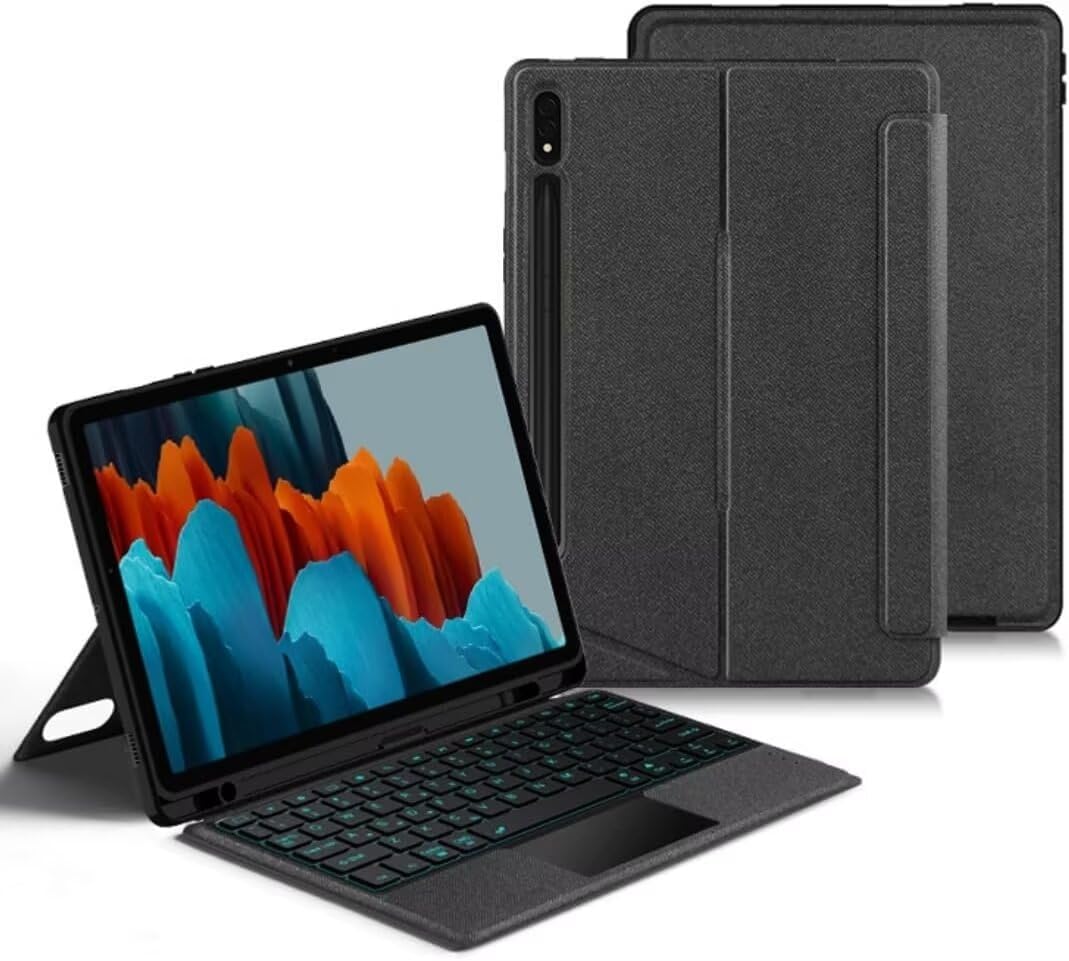 Vertical/Landscape Compatible Tab S10+/Tab S9 FE+/Tab S9+ 12.4 Inch Keyboard Case Touchpad Backlit Magnetic Case for Tab S10+/Tab S9 FE+/Tab S9+ 12.4 Inch Keyboard Case Freely Change Angle Case Magnetic Suction with Trackpad for Business