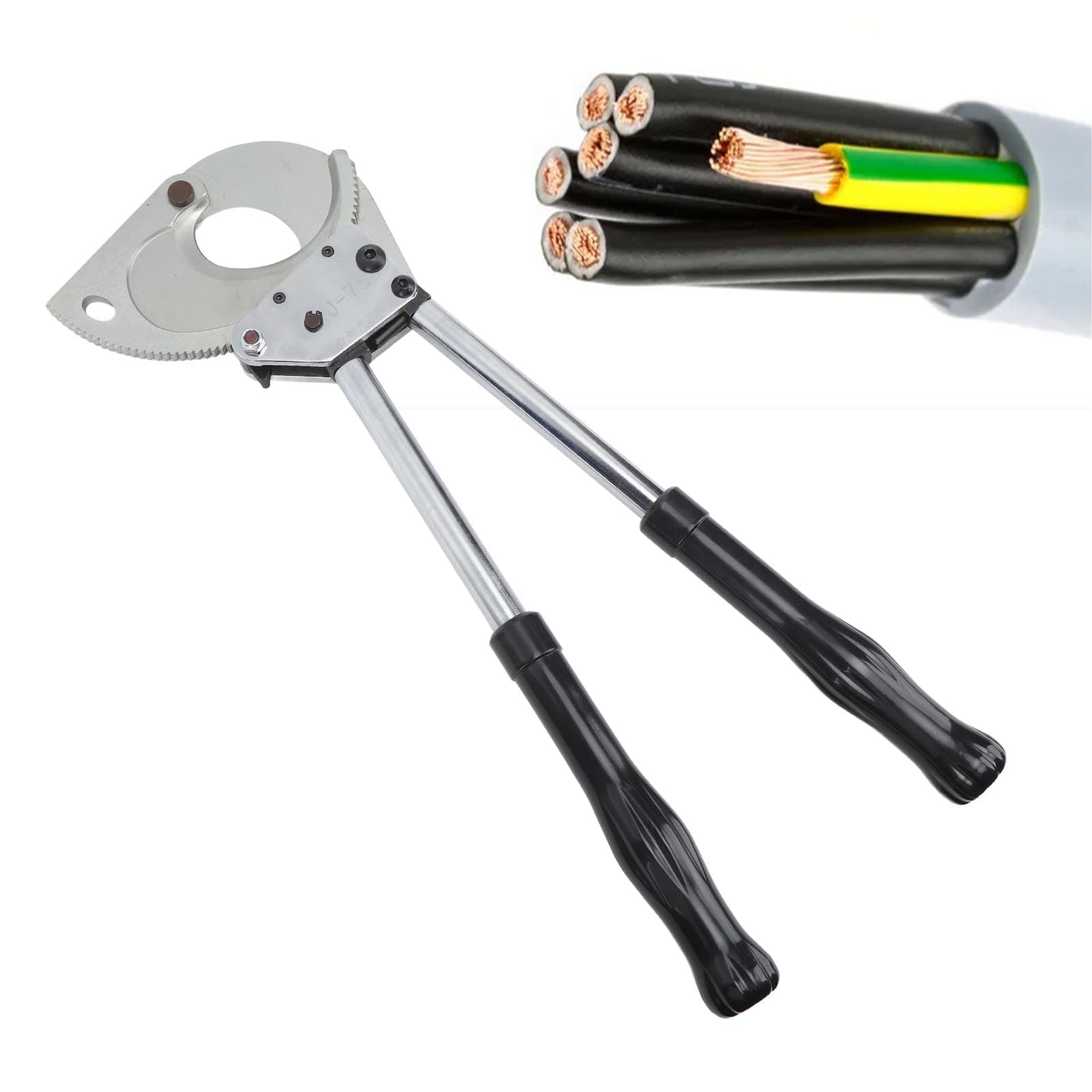 Cortador de Cables con Trinquete Profesional, 750 MCM/400 mm², Herramienta Manual para Corte de Cables y Alambres